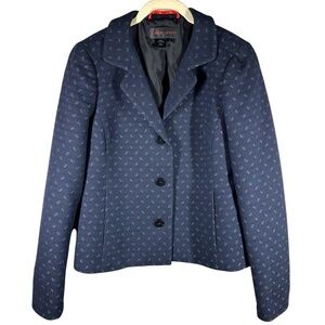 Nina McLemore Blazer Jacket Women's‎ 4 Navy Cotton Wool Blend Silk Lining Career